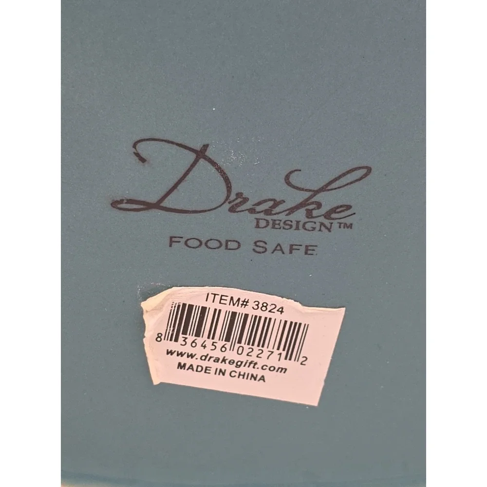 Drake Design Tuscan Scroll Fleur De Lis Turquois Square Canister‎ No Base 9 1/2